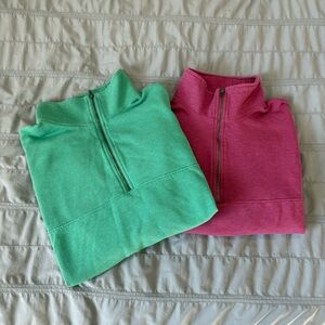 SO Women's Half-Zip Sweatshirts - Green and Pink With Pockets